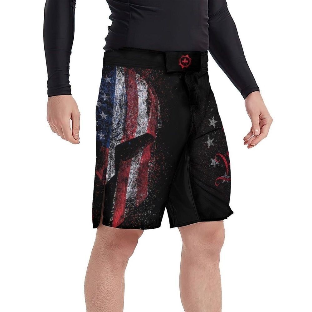 Battle Fit Gear American Jiu Jitsu Grunge Fight Shorts Black XL NWT